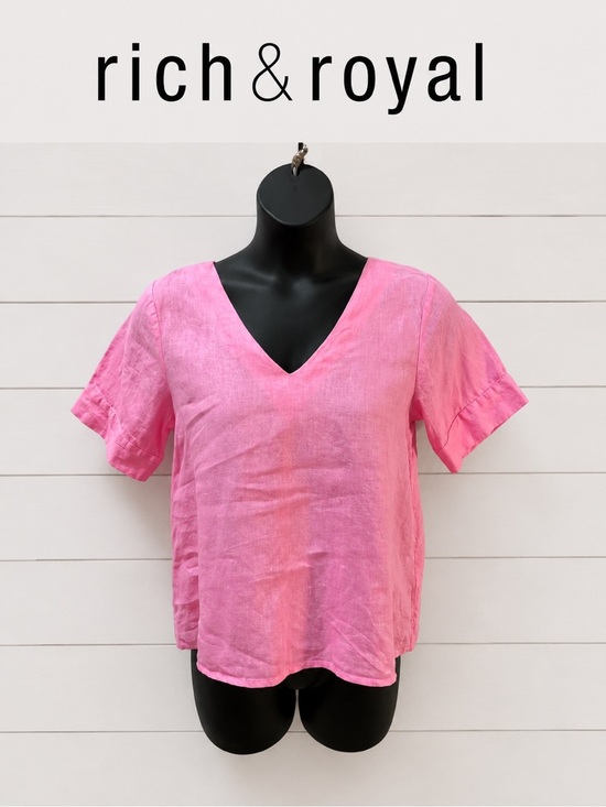 Rich & Royal Tops - RICH & ROYAL – Pink Linen Top (Estimated M)